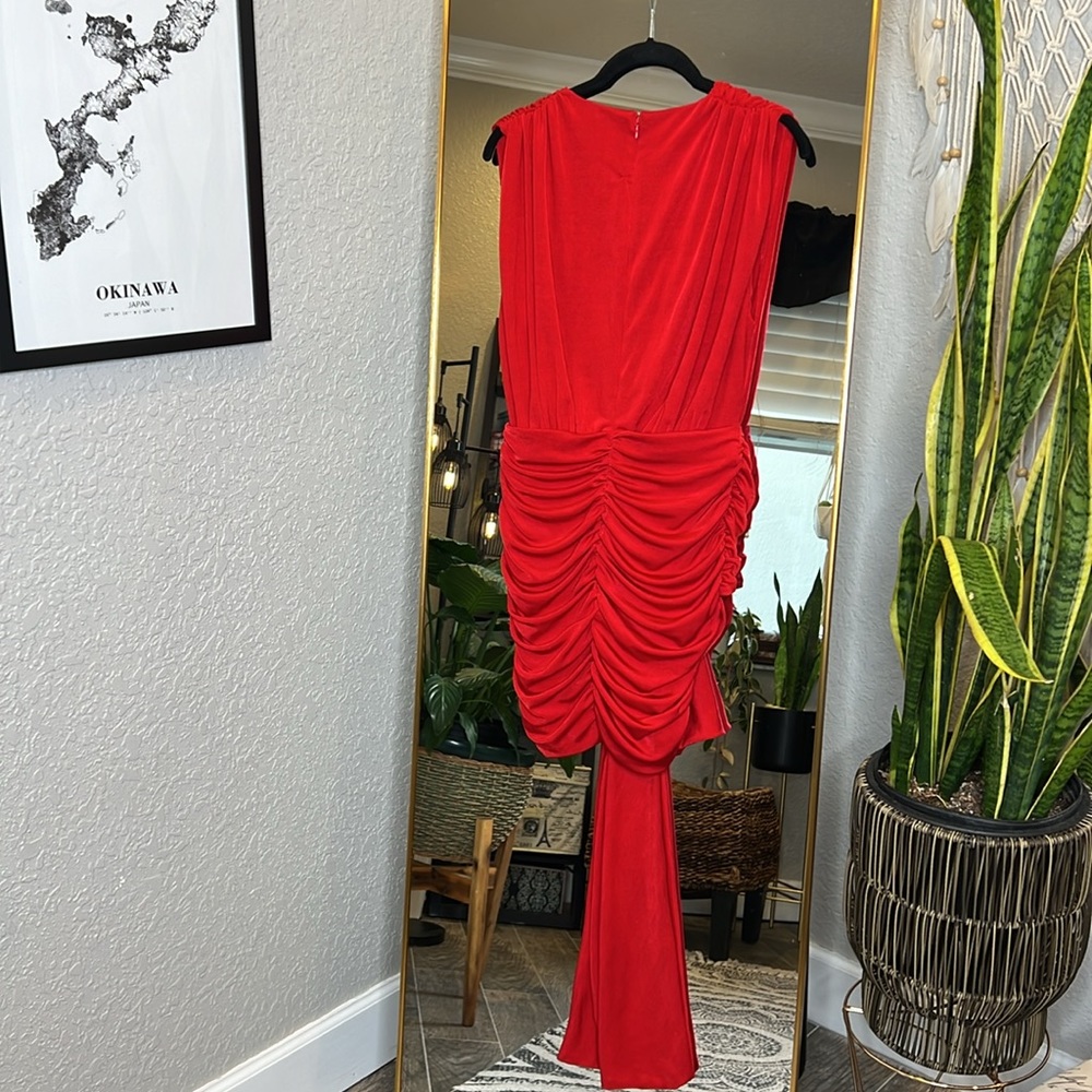 HOUSE OF CB 'Aliza' Cherry Gathered Mini Dress NWOT - Picture 11 of 14